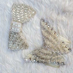 Vintage 1980s silver beaded hair accessories NWOT